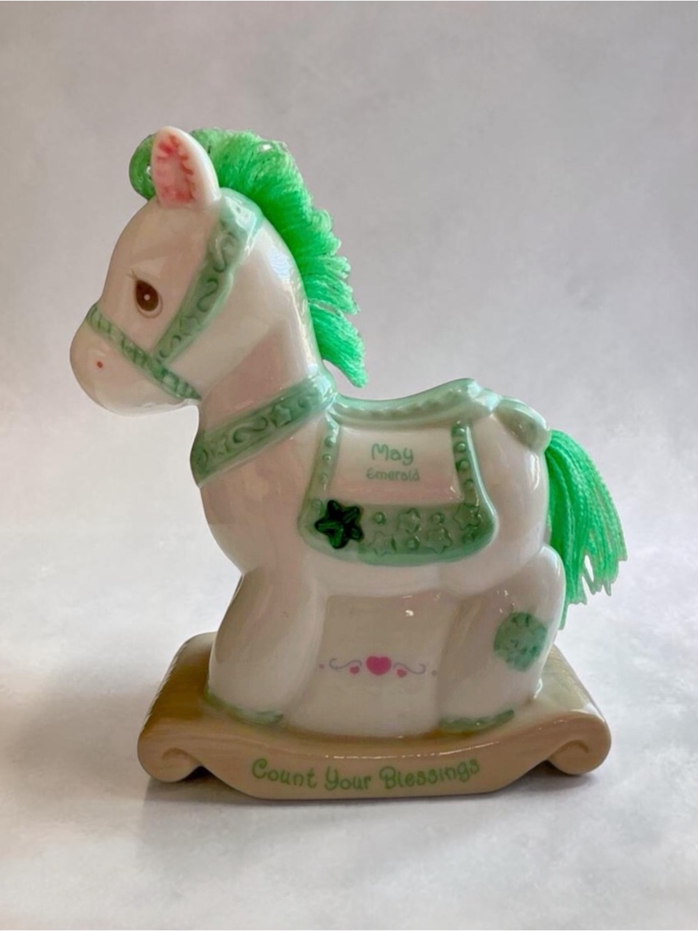 Precious Moments May Emerald - Count Your Blessings Rocking Horse Piggy Bank
